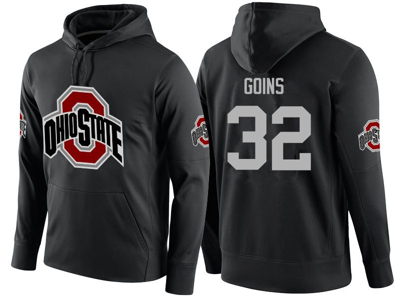 Men Ohio State Buckeyes #32 Elijaah Goins Name-Number Hoodies-Black